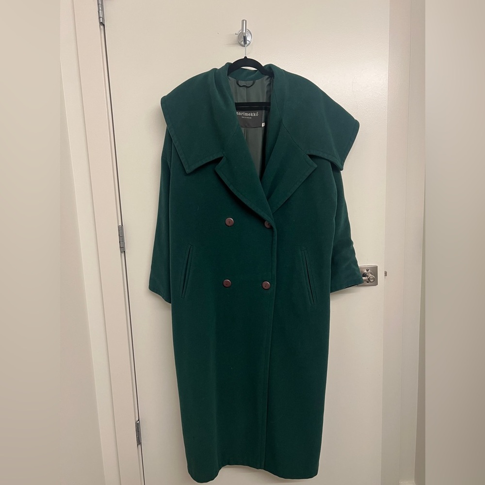 Selling Marimekko green long coat in medium